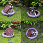 Raccoon Garden Statue Ornament,Miniature Simulation Small Animal Resin Sculpture,Cute Flower Pot Fairy Garden Micro Landscape Accessories, Lifelike Decor for Yard Patio