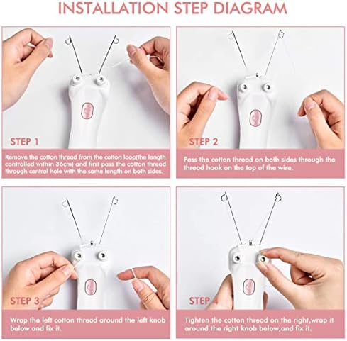 Facial Hair Remover, Electric Women Cordless Facial Threading Epilator Ladies Beauty Hair Remover USB Rechargeable Facial Trimmer Cotton Threading Hair Shaver