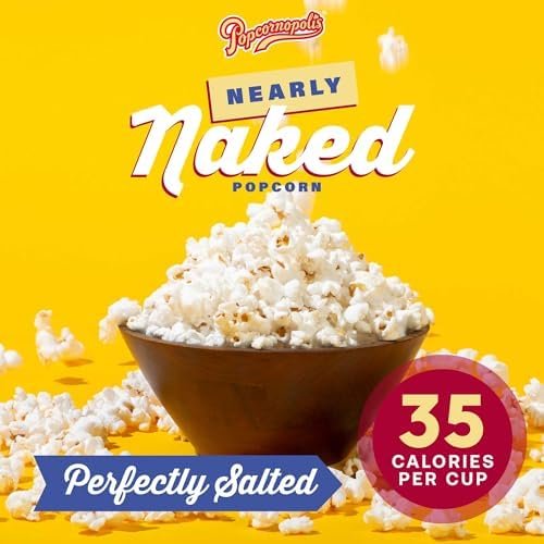 Popcornopolis Gourmet Popcorn, Nearly Naked Perfectly Salted, Sharing Size Bag - Simple Ingredients, Coconut Oil Popcorn, Non-GMO, Gluten-Free