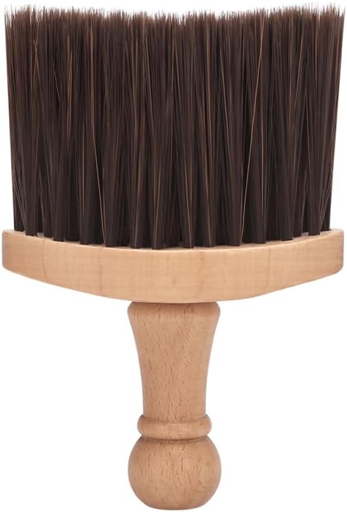 FRCOLOR Soft Bristle Neck Duster Brush with Solid Wood Handle for Barber Hair Cleaning and Beard Grooming 5.70X3.93X0.98In Portable Haircut Tool for Salon and Travel