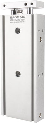 Baomain CXSM25x150 Double Rod Pneumatic Air Cylinder,0.98 inch(25 mm),Stroke 5.9 inch(150 mm), Double-Acting,Aluminum Body for Industrial Automation