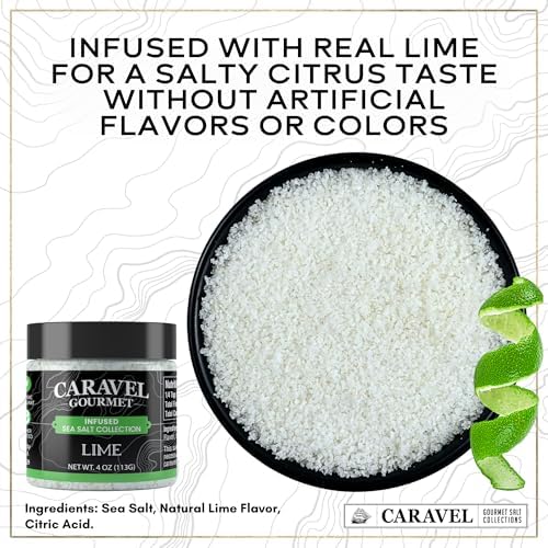 Citrus Gift Pack with Lemon & Lime Infused Sea Salts - Fresh Flavor Lemon Salt & Lime Salt, Naturally Infused, 4 oz Pinch Jar - (Pack of 2) by Caravel Gourmet