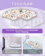 Cute Silk Weighted Eye Mask - Sleep Mask for Women Wife Mom for Sleeping Heat and Cold Lavender Mulberry Silk Eye Mask for Dry Eyes Ajustable with Drawstring Bag, Floral