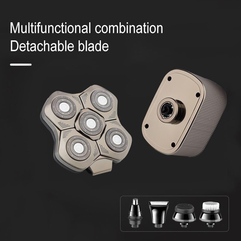 Electric Shavers for Men, 5 in 1 Men's Electric Shaver Beard Hair Trimmer 5D Floating Blade Head Electric Razor Multifunction Bald Head Shaving