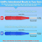 120Pcs Interdental Brushes 2 Sizes, 360° Bendable Soft Bristles Braces Brush Dental Brushes Between Teeth Gum Interdental Brushes for Gum Braces Oral Teeth Cleaning Tool