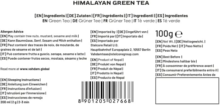 VAHDAM, Himalayan Green Tea Leaves (50+ Cups, 3.53 Oz) Non GMO, Gluten Free | High Elevation Grown Green Tea Leaves From Himalayas | Pure Unblended Single Origin Green Loose Leaf Tea | Vacuum Sealed