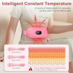 Portable Heating Pad for Period Cramps: New Cordless Menstrual Heating Pad with 3 Heat Levels and 3 Massage Modes, 3s Fast Heating Gift for Women and Girl Pink
