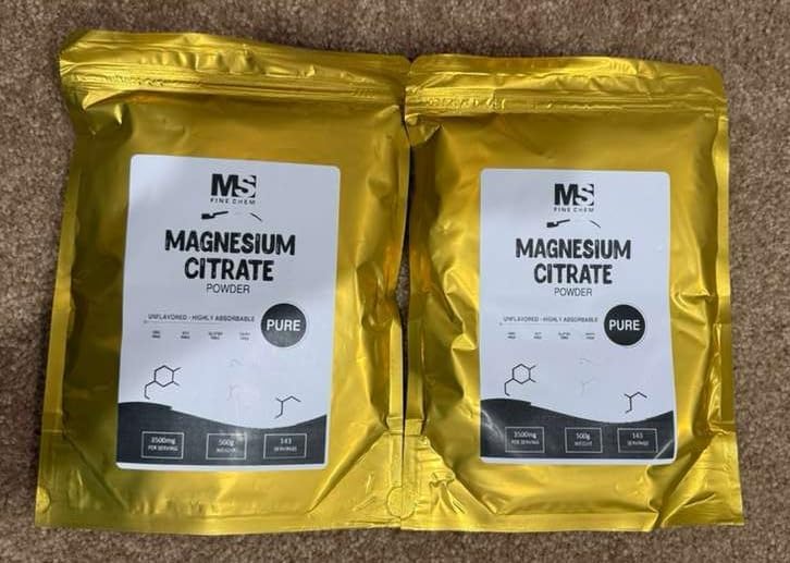 Magnesium Citrate Powder – 1KG, 2x500 gram Bags