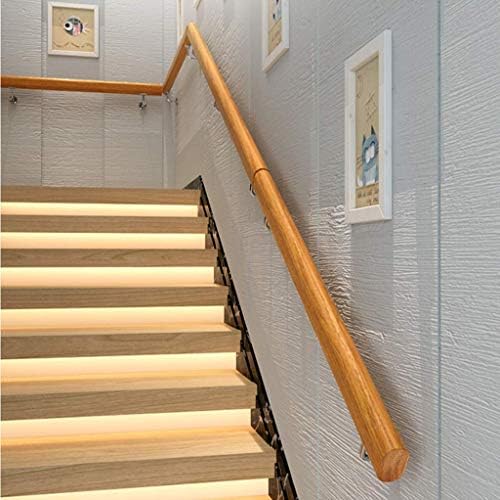 XingLi 30-600cm Wooden Handrails Non-Slip Pine Stair Handrails Home Kindergarten Guardrail Corridor Against The Wall Stair Handrail Indoor Villa Construction Loft Elderly Wooden Staircase Handrail