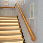 XingLi 30-600cm Wooden Handrails Non-Slip Pine Stair Handrails Home Kindergarten Guardrail Corridor Against The Wall Stair Handrail Indoor Villa Construction Loft Elderly Wooden Staircase Handrail
