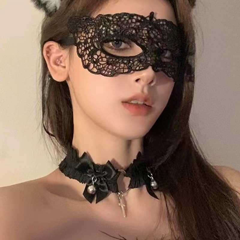 Halloween Costume Eye Mask See Through Blindfold Cosplay Eye Mask for Festival Lace Masks for Women Covering Eyes