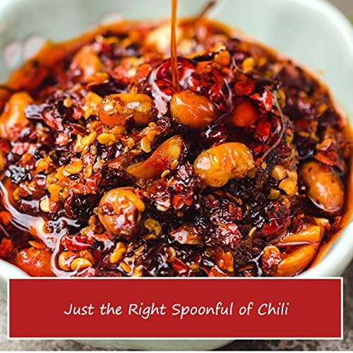 Hot Chili Oil Sauce, Chinese Chili Oil, Sichuan Chili Oil Crisp with Roasted Chili, Soybean, Peanut Chili Crisp, Ready to Eat and Use as Sauce, Condiment,262g/9.3oz (1 Pack)
