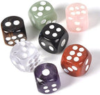 Dice 7 Chakras Colors Natural Gemstone Crystal 15mm Amethyst + Tiger Eye + Obsidian + Clear Quartz + Rose Quartz + Red Jasper + Aventurine (Pack of 7)