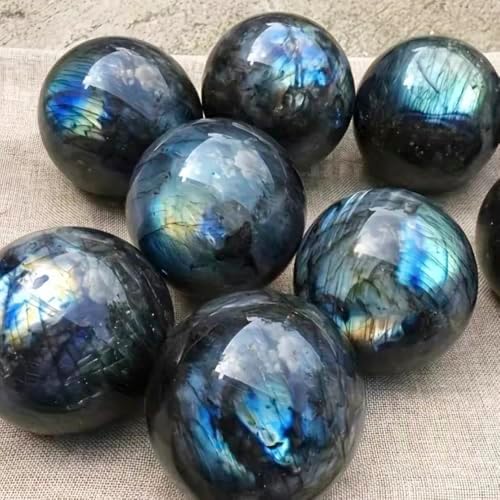 4-5CM/1.58-1.97inch Natural Crystal Ball Labradorite Sphere Moonstone Stone Crafts Polished Decorative Sphere Reiking Healing Crystals Ball Stone Fengshui Home Decoration (40-50mm, Labradorite)