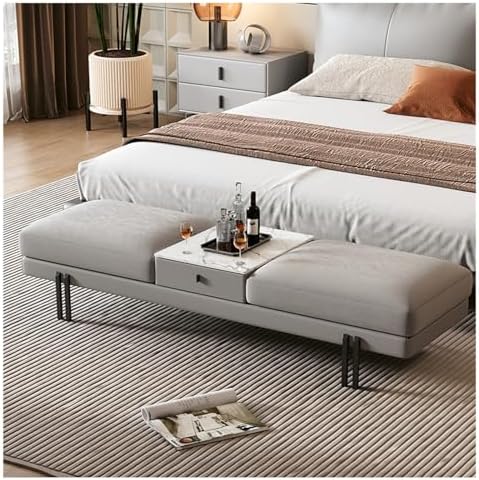 uP9sF2mD Bench for Bedroom Bedroom End of Bed Storage Bench, Upholstered Velvet Metal, Window Seat Fireplace Toy with Drawer for of and Living Room End of Bed Bench(Gris,200 * 45 * 45cm)