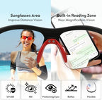 Attractive Bifocal Reading Sunglasses for Women, Durable TR90 Semi Rimless Wrap Around Design Sun Readers, UV400 Near-Far Sun Glass Built in Outdoor Sports/Driving/Finshing, +2.5