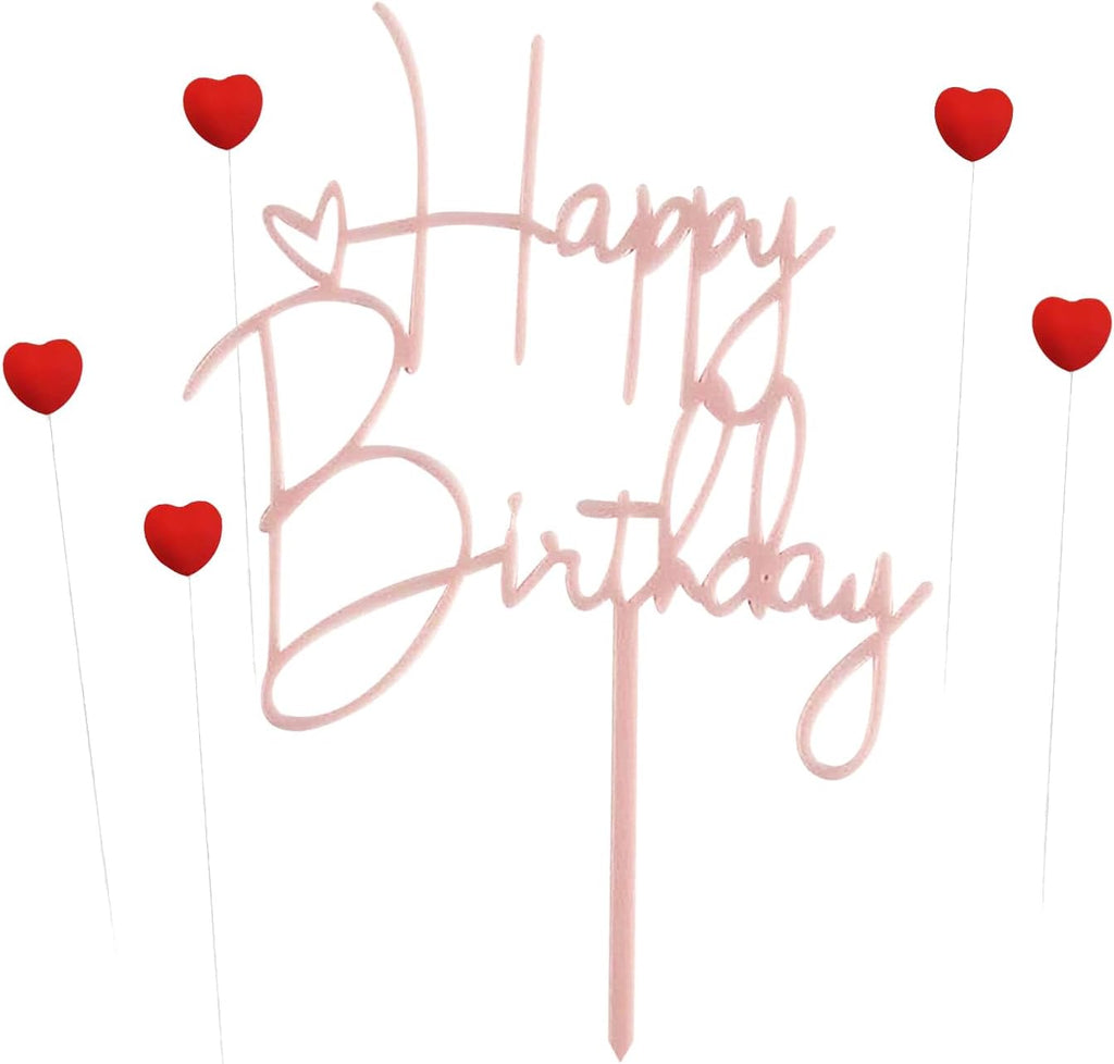 Happy Birthday Cake Topper Birthday Cake Decoration Party Cake Supplies (Red cake topper)
