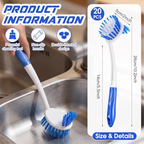LemonRoad 20 Pcs Kitchen Scrub Brush Bulk with 2 Sided Stiff Bristles Dish Washing Scrubber Vegetable Brush Anti Slip Handle Washing Cleaning Dish Scrubber for Housekeeping Pots, Pans, Kitchen Sink