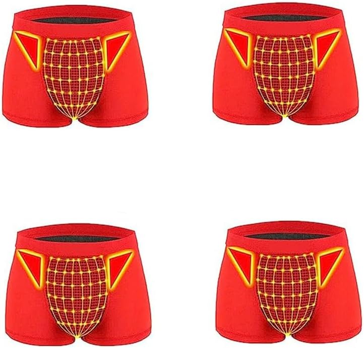 Men's Magnetic Therapy Underwear Improve Male Power Health Care Boxer Brief Breathable Inner Pants 3/4/6-Pack (Color : 4 PCS, Size : XX-Large)