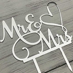 JIEEIN Mr and Mrs Cake Topper - Bride and Groom Sign Wedding, Engagement Cake Toppers Decoration, Mirror Silver Acrylic