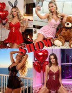 Sexy Lingerie for Women Floral Lace Babydoll for Women with Underwire Sheer Lingerie Nightwear