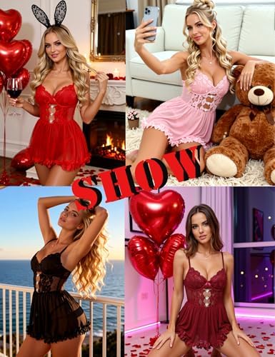 Sexy Lingerie for Women Floral Lace Babydoll for Women with Underwire Sheer Lingerie Nightwear