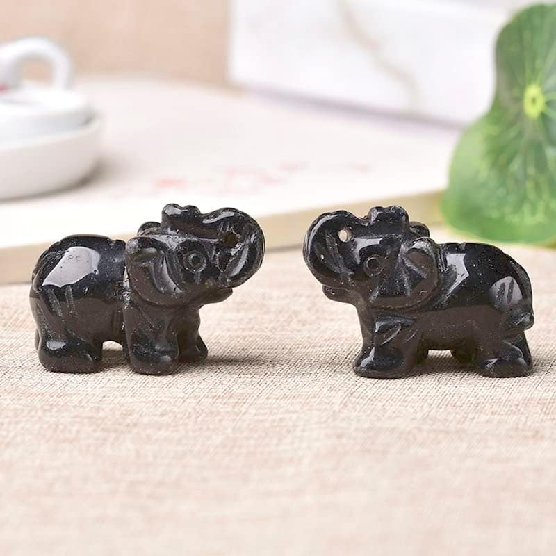 1PC Natural Stones Elephant Hand Carved Polished Animal Rare Gemstone Mineral Stone Home Decor Crafts Gift,Obsidian,1pc