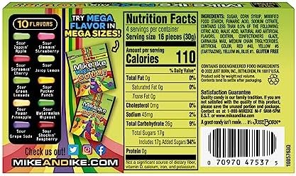 Mike and Ike Candy, Mega Mix Sour, 4.25oz Theater Box, Pack of 12