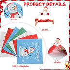 Faccito 100 Pcs Christmas Napkins Snowman Paper Napkins Merry Christmas Tree Snowflake Cocktail Napkins Xmas Elk Guest Paper Towel for Winter Holiday New Year Family Gathering Party Supplies
