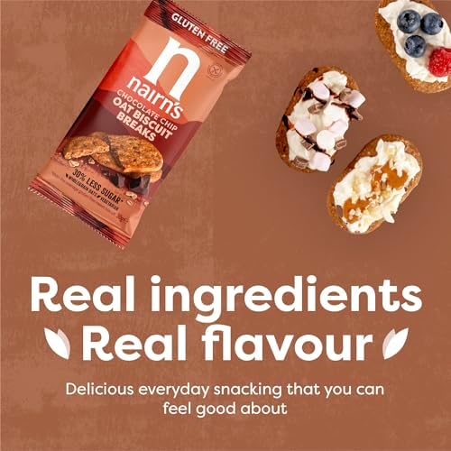 Nairn’s Gluten Free Variety Pack Oat Biscuit Breaks, Flavors inc. Chocolate Chip, Fruit, Salted Caramel. Pack of 48 (3 Biscuits Per Pack)