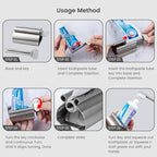 LOVEINUSA Toothpaste Tube Squeezer Dispenser, 2PCS Toothpaste Roller Squeezer Tool Metal Tooth Paste Holder for Bathroom, Silver