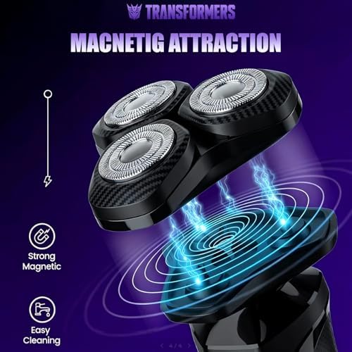 TRANSFORMERS Electric Shavers for Men, 3D Floating Cutter Electric Razor, 1200mAh Battery, LED Display, IPX7 Waterproof,Beard Trimmer for Sensitive Skin, Pop-up Pruner Razors for Men
