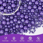 Edible Purple Pearl Sprinkles for Cake Decorating,Pearls Sugar Sprinkle,130g/4.58oz Mix Size,Baking Edible Cake Decorations Candy,Cupcake Toppers,Cookie Decorating Donuts Ice Cream Toppings,Mother's Day Easter Birthday Party Supplies