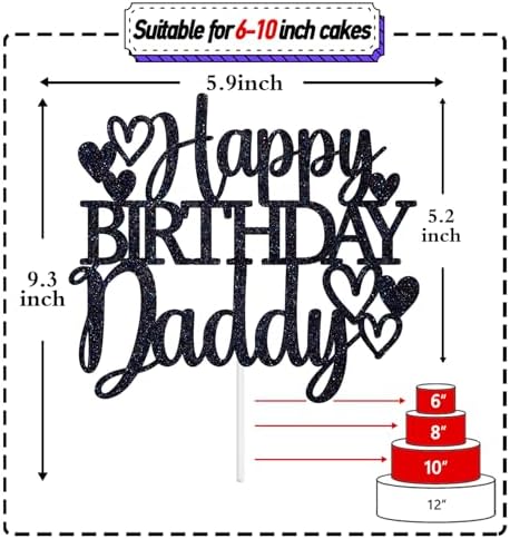 Happy Birthday Daddy Cake Topper - Happy Father's Day, Best Dad Ever, Gift for Father's Birthday Party Decoration Supplies
