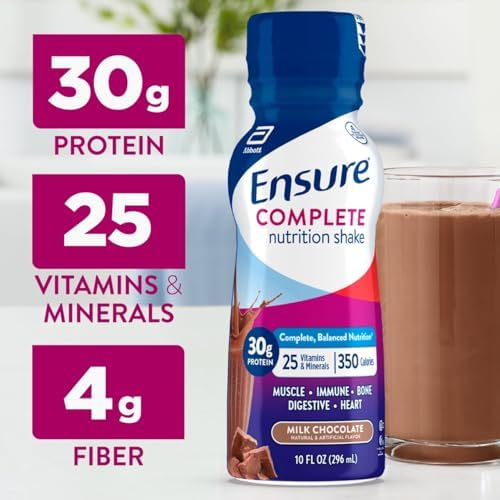 Ensure COMPLETE Milk Chocolate Nutrition Shake, Complete, Balanced Meal Replacement, Ready To Drink, 30g Protein, 25 Vitamins & Minerals, 10 fl oz—24 Pack