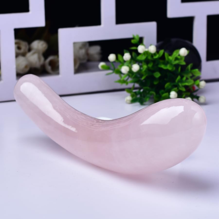 Natural Rose Quartz Crystal Massage Wand, 7 Inches, Pink,Healing Stone