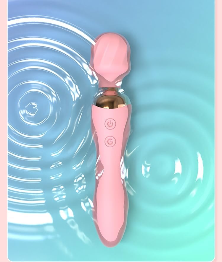 Quiet Powerful 24 Modes Double-Headed Silicone Massage Rod for Women Portable & Handheld Personal Bullet Tool for Quick Relaxation - Pink HC013011