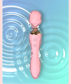 Quiet Powerful 24 Modes Double-Headed Silicone Massage Rod for Women Portable & Handheld Personal Bullet Tool for Quick Relaxation - Pink HC013011