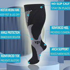 6 Pairs Plus Size Compression Socks Wide Calf for Men Women 20-30mmhg for Running Travel Flight Teachers