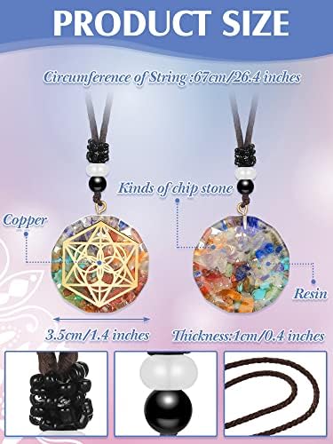 MTLEE 5-Piece Chakra Necklace Set: Orgonite Crystal Pendants, Healing Energy, Unisex-Adults, Elegant, 1.38 Inches