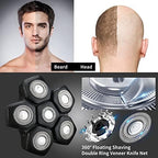 6D Black Electric Shaver Replacement Blade Head - Universal Magnetic Interface, 6 Blades