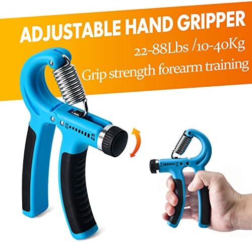 Grip Strength Trainer 7 Pack Adjustable, Finger Stretcher Resistance Extensor Bands, Finger Exerciser, Hand Gripper Strength Ring & Stress Ball