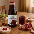 100% Organic Pomegranate Juice, 33.8 Oz Glass Bottle (2 Pack) No Sugar, No Artificial Colors, No Preservatives, No Flavors Added, Gluten Free and Kosher