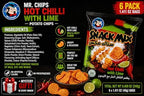 Mr. Chips Hot Chilli with Lime Potato Chips, 1.411 oz Bags (Pack of 6) | Spicy Chili Lime Crispy Snack Chips | Imported Individual Snack Size Bags | Crunchy Potato Chips | Bundled by SUPERDEALS with Mystery Gift
