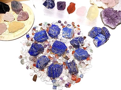 QINJIEJIE Lapis Lazuli Raw Crystals Natural Rough Stones Bulk Large 0.8-1.2" Rocks Reiki Gemstones Fountain Rocks for Tumbling Cabbing Polishing Wire Wrapping Wicca Decoration 0.45 lbs