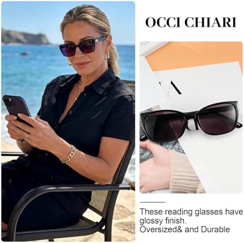 OCCI CHIARI Sun Reading Womems Oversized Blue Light Blocking Sun Readers Outdoor UV400 1.0 1.5 2.0 2.5 3.0 3.5
