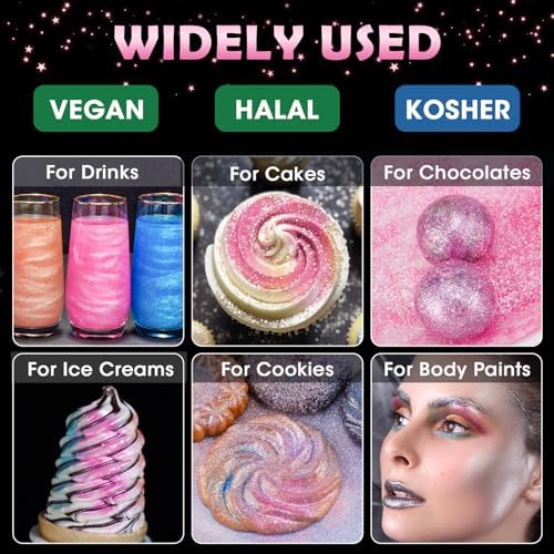 NiHome Edible Food-Grade Glimmer Powder Glitter Luster Dust Metallic Food Decorating Sprinkle Glimmery Dust for Drink Wine Beverage Cake Candy Dessert Bakery Restaurant Vegan (0.18oz/5g, Pink)
