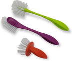 Handy Housewares 3 Piece Durable Dish Cleaning Scrubbing Brush Set - Multiple Brush Sizes