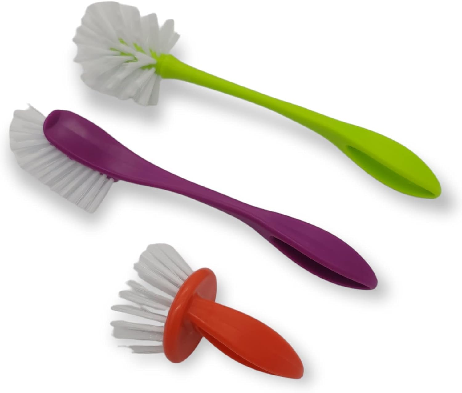 Handy Housewares 3 Piece Durable Dish Cleaning Scrubbing Brush Set - Multiple Brush Sizes