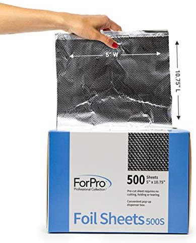 ForPro Professional Collection Embossed Foil Sheets 500S, Aluminum Foil, Pop-Up Dispenser, for Hair Color Application and Highlighting Services, Food Safe, 5” W x 10.75” L, 500 Count